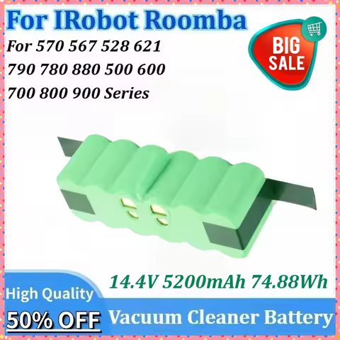 New 14.4V 5200mAh 74.88Wh Replacement Vacuum Cleaner Battery for IRobot Roomba Series 570 567 528 62
