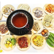 35cm 2 in 1 Cast Iron Korean Steamboat Grill Pan Gas BBQ Grill Plate Steamboat Combo