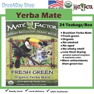 Mate Factor, Organic Yerba Mate Tea, Fresh Green, 24 Tea Bags 84g, once a day shop, non aged, non sm