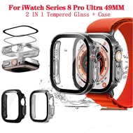 Watch Cover +tempered glass 2 IN 1 For iWatch Ultra 49mm Hard PC Protector Case Hollow Frame Bumper for iwatch 8 Ultra