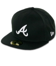 New Era 59Fifty Hat MLB Basic Atlanta Braves Black/White Fitted Baseball Cap (7 5/8)