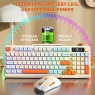 T96 Wireless Keyboard And Mouse Set, Smart Display Knob, Bluetooth/2.4GHz Dual Mode, Rainbow LED Bac
