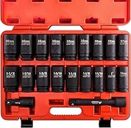 NEIKO 02347A 3/4-Inch Drive Socket Set, Master 20-Piece SAE and Metric Socket Set, SAE 1" to 1 1/2" 