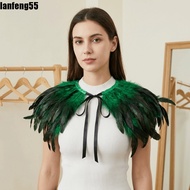 LANFENG Feather Shawl, Adjustable Luxury Feather Shrug Shawl, Costume Punk Gothic Neck Wrap Shoulder
