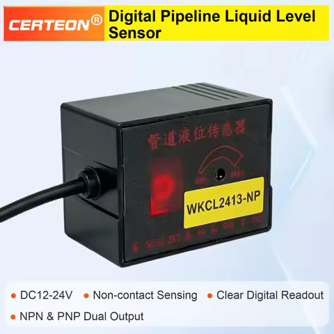 WKC2413 External Pipe Liquid Level Sensor Non-contact Capacitive DC12‑24V NPN PNP Output Digital Dis