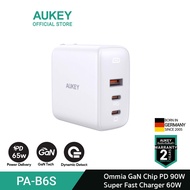 AUKEY PA-B6S Omnia 90W 3-Port For MacBook Pro Charger with GaNFast TechnologyWall Charger รุ่น PA-B6