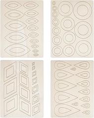 PH PandaHall 4 Pack Unfinished Wood Crafts, DIY Mandala Painting Kit Natural Plywood DIY Art Supplie