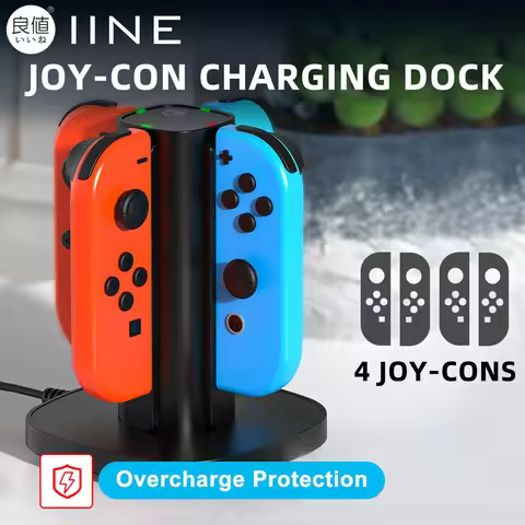 IINE Charging Dock for Nintendo Switch Joycon 4 in 1 Controller Charger NS Accessories Clear Chargin
