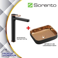 (Combo Set) SORENTO Top basin SRTWB1411-RB (Black Rose Gold) Basin With High Basin Cold Tap SRTWT830
