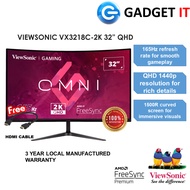 VIEWSONIC VX3218C-2K 32" 180Hz CURVED GAMING LCD MONITOR (1MS, HDMI + DP, SPEAKER, FREE SYNC) BUNDLE