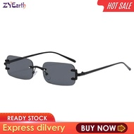 ZYEarth Rectangle Rimless Sunglasses Colored Lens Decorative Cosplay Work Hip Hop