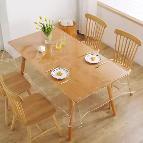 Desktop PVC Transparent Tablecloth Waterproof And Oil Proof Table Cloth Square Rectangular Coffee Ta