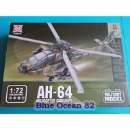 DIY Block Model 1/72 AH-64 Cool Gunships Helicopter - Easy to assemble Military Helicopter Toy - Apa