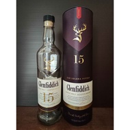 Used Glenfiddich 15 Kap liquor bottles. 700 ML + Box
