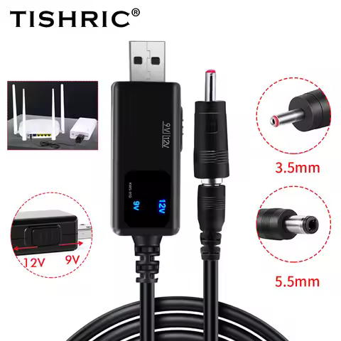 TISHRIC USB To DC 5.5/3. 5mm Plug 5V 9V 12V USB Power Boost Line USB DC Power Cable Adapter For Rout