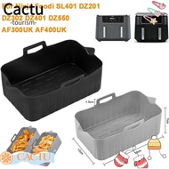 CACTUS Air Fryer Baking Tray, Rectangle Silicone Air Fryer Basket, Reusable Rectangle Basket Contain