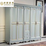 American Wardrobe Solid Wood Wardrobe Household Bedroom Full Set Large Wardrobe Factory Direct Sales