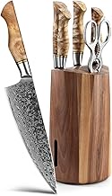 HEZHEN 7PCS Kitchen Knives Set Professional Forging Damascus High Carbon Steel Chef Knife Santoku Br