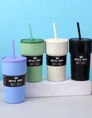 Bình nước giữ nhệt bottle sport chất liệu inox giữ nhiệt tốt kèm ống hút - Ly Giữ Nhiệt Inox Bottle