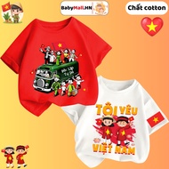 Áo thun Tôi Yêu Việt Nam cho bé trai bé gái BABYMALL áo phông Cờ Đỏ Sao Vàng cho bé chất cotton mát