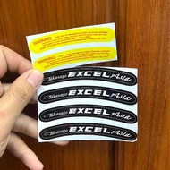 Excel Asia Rim Sticker Black And White Background, With Yellow Waring Stamp