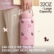 CIVAGO（32oz/960ml）Stainless Steel Vacuum Flask Tumbler​ Large Capacity Bottle Coffee Cup Painting