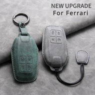 Leather Car Remote Key Case Cover for Ferrari F430 488 458 F12 Roma 812 F8 Auto Key Shell Fob Protec