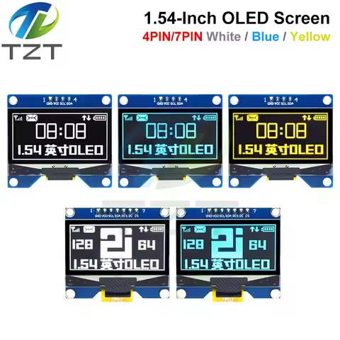 DIYTZT 1.54 inch 4PIN 7PIN White Blue OLED screen module SSD1309 Drive IC compatible for SSD1306 SPI