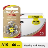 easy to use◈✹60 PCS Rayovac PEAK High Performance Hearing Aid Batteries. Zinc Air 10/A10/PR70 Batter