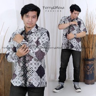 MURAH BATIK KEMEJA PANJANG / PRIA MOTIF KEMBANG HITAM KEMEJA SERAGAM BY FERRY MENA