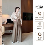NORA luxury office clothing Set - V-neck shirt with high-quality down-leg pants suitable for many oc