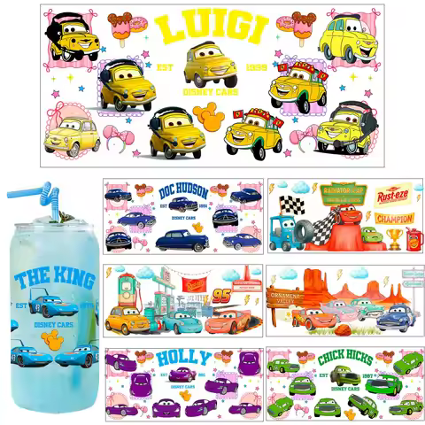 1/5PCS Bundle Cute Car Style Cartoon UV DTF Transfer Sticker DIY Decals 3D transfers uvdtf stickers 