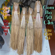 Combo 50-40-30-20-10 Cần câu cắm cá dây chỉ dù nilon độ 9 lưỡi bắp số 8 chống quát Fishing