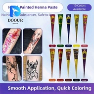 DOOUR Henna Tattoo Cream, Black Brown Semi-permanent Henna Paste Cone, Henna Tattoo Cream Temporary 