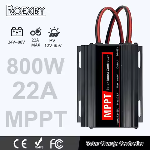 MPPT Booster Solar Controller 22A 800W PV 12V~65V Input Step-up 24~88V Charging Solar Charger for Li