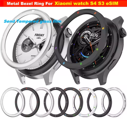 Metal Bezel Ring For Xiaomi Watch S4 S3 bezel ring Watch Case with Tempered film for xiaomi Watch S4