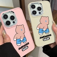 Funny and Cute Little Bear Phone Case Compatible for IPhone 11 12 13 Pro 14 15 7 8 Plus SE 2020 XR X XS Max TPU Soft Casing Metal Lens Protector Large Hole Frame