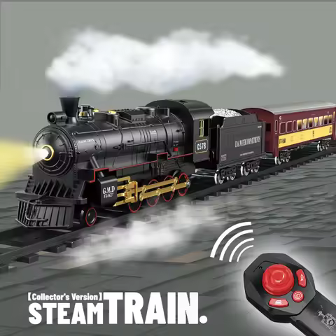 RC Train Toys Simulation Train Remote Control Retro Steam Electric Stepless Speed Control Remote Smo