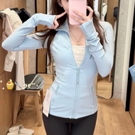 define yoga jacket women's  stand collar gold zip long sleeve top -  running quick-dry Sports  jacke