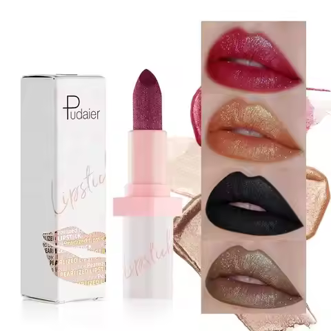Shimmery Diamond Lipstick 10 Shades Waterproof Glittery Non Transfer Red Lip Tint Smooth Long Wear P