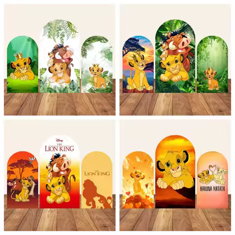 Simba The Lion King Arch Backdrop Cover Elastic Fabric for Baby's First Birthday Party Photo Studio