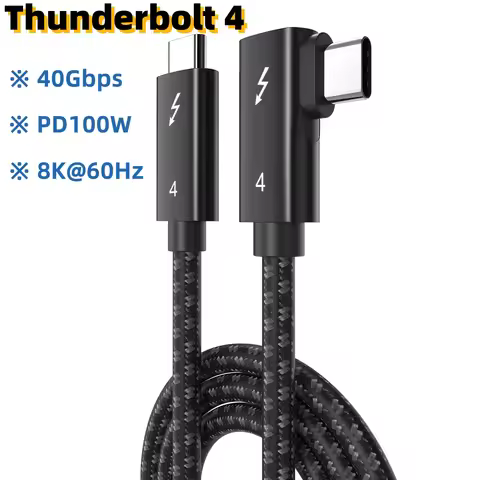 Right Angle Thunderbolt 4/3 Coaxial Cable 2M 40Gbps 8K 60Hz 90 Degree USB4 Type-C Cable Data Thunder