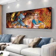 Perilla-การพิมพ์ผ้าใบผ้าใบทางศาสนาภาพจิตรกรรมผืนผ้าใบฮินดูโปสเตอร์ Radha Krishnaการพิมพ์จิตรกรรมฝาผน