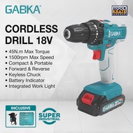 TKH GABKA 28pcs Cordless Drill 18V Set Heavy Duty Battery Rechargeable 2 Speed Gear LED Work Light