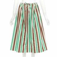 MARNI graphic green brown white striped cotton midi parachute skirt IT38 XS