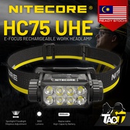 NITECORE HC75 UHE - 3000 Lumen USB-C Rechargeable Zoomable Work Headlamp - ORIGINAL - Ready Stock in