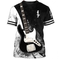 3D Fashion Music T-shirt Pullover Short Sleeve O-Neck Rock Hip Hop Top Summer Men's T-shirt Guitar P