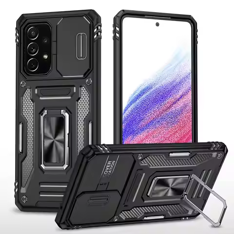 For Galaxy A53 5G Phone Case, Kickstand+Camera Lens Protector Heavy tough Shockproof Cover For Samsu