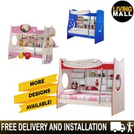 Living Mall Tami Series Double Decker Children Bed w/ Pull Out Bed In White Pink Blue &amp; Red Colour
