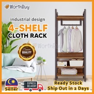Worthbuy Rustic Metal Clothes Rack Storage Cupboard Storage Organizer Open Wardrobe Cabinet Cloth Ra